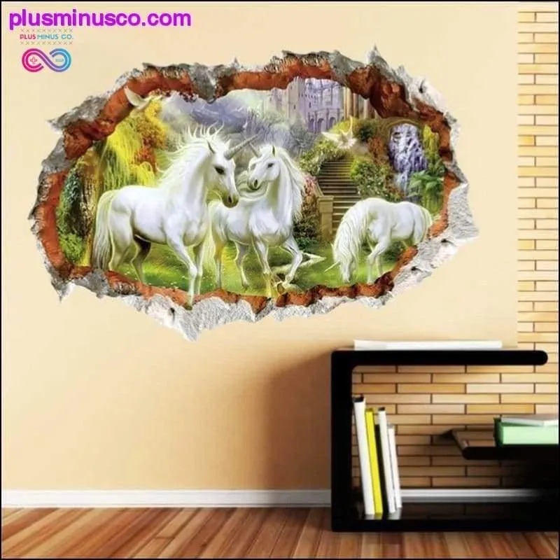 3D Forest Unicorn Wall Stickers For Kids Rooms Living &