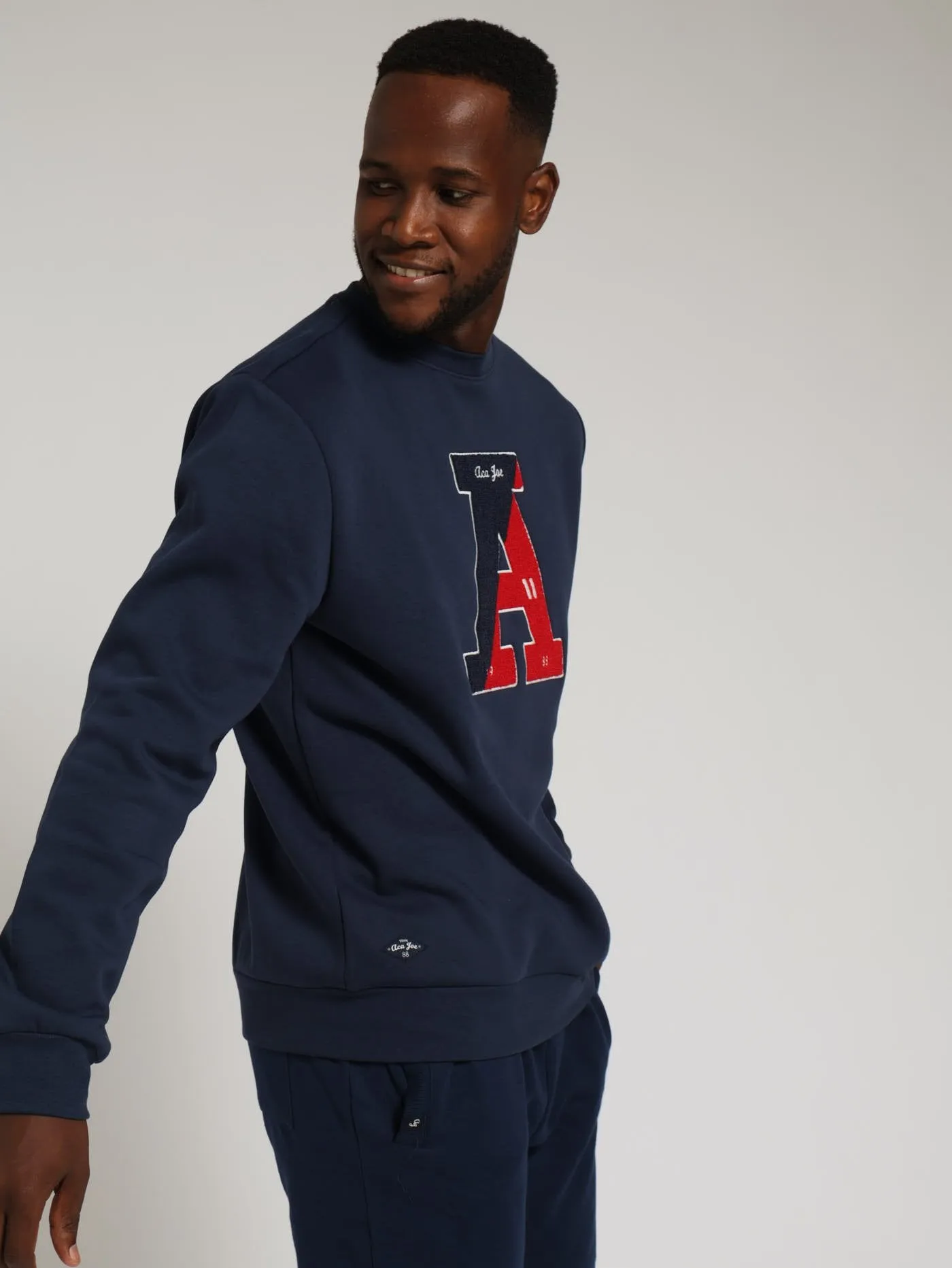 A Letter Crew Sweater - Navy