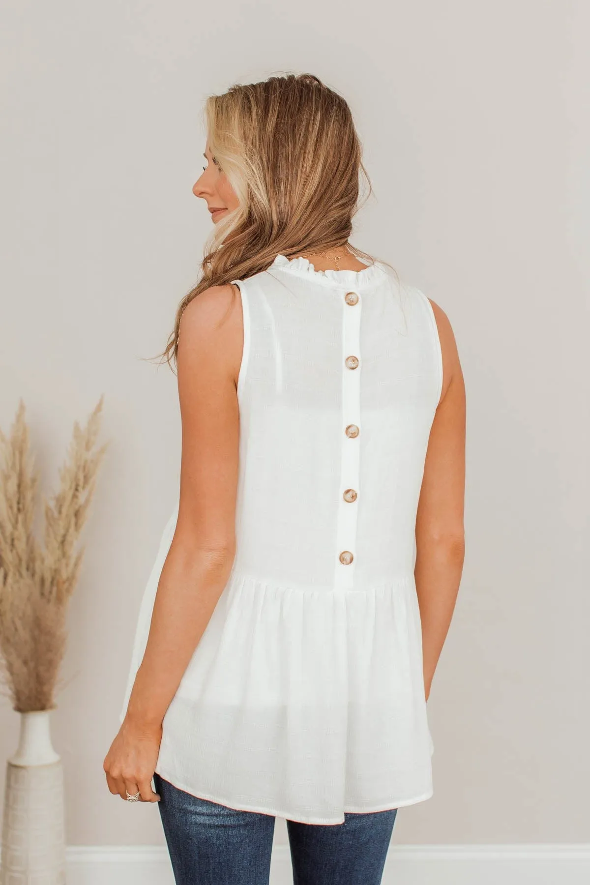 About To Get Good Peplum Tank- Ivory