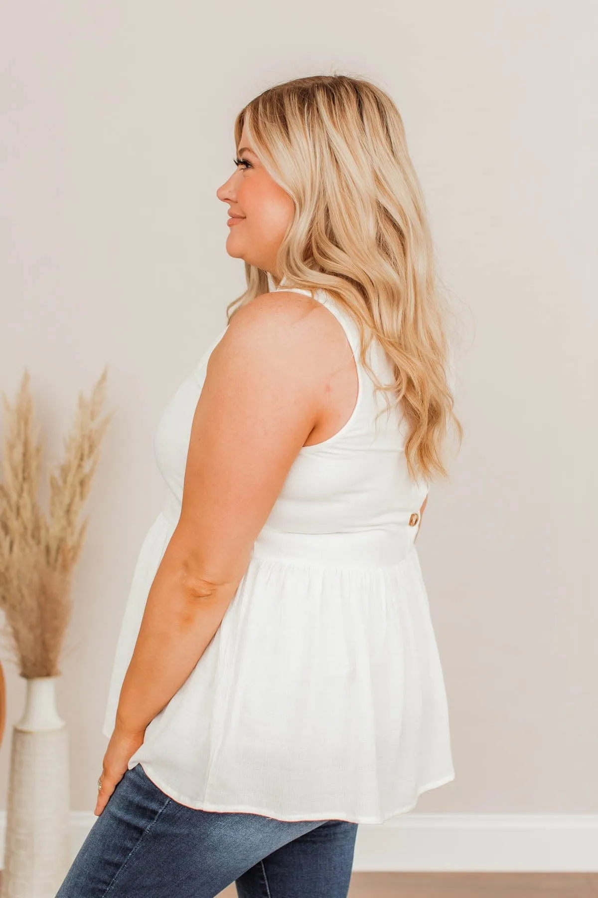 About To Get Good Peplum Tank- Ivory