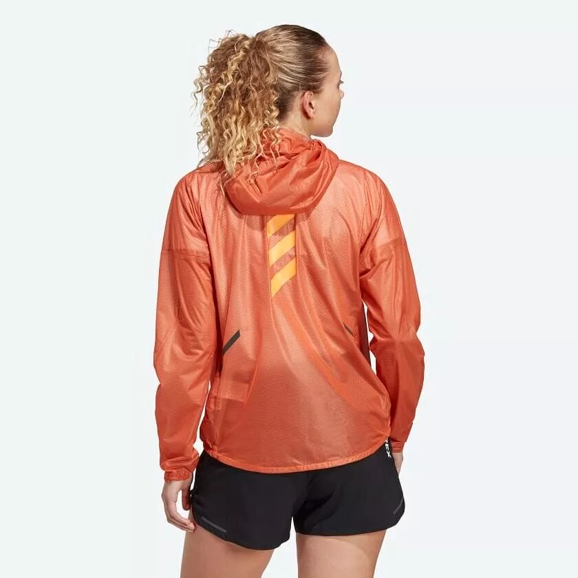 adidas Terrex Agravic Packable Womens Running Rain Jacket Orange Lightweight