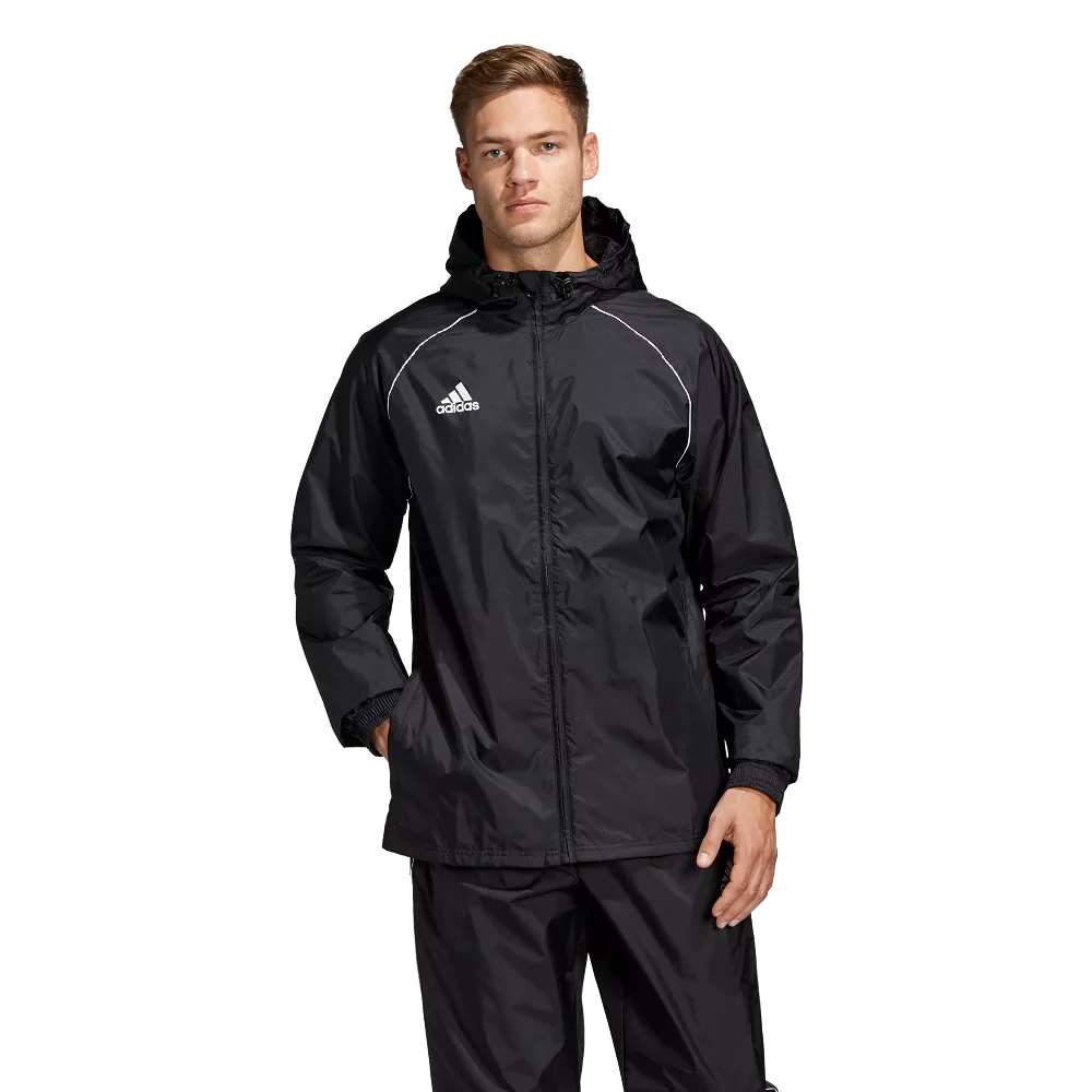 Adidas Youth Core 18 Rain Jacket (Black/White)