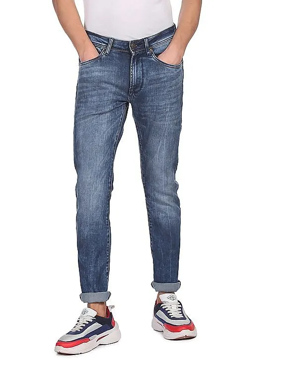 Aeropostale Men Blue Tapered Fit Stone Wash Jeans