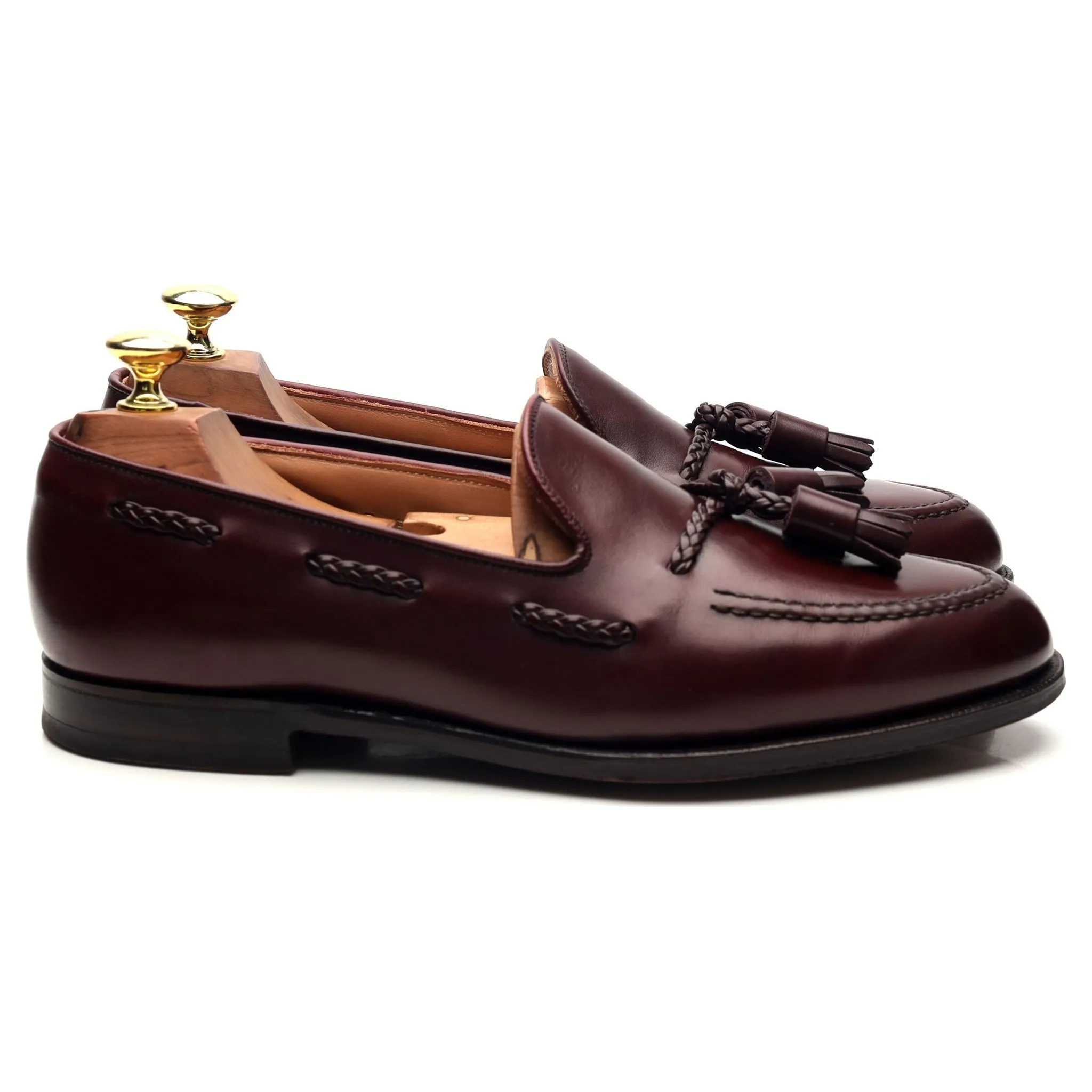 'Aidan' Burgundy Leather Tassel Loafers UK 7 EX