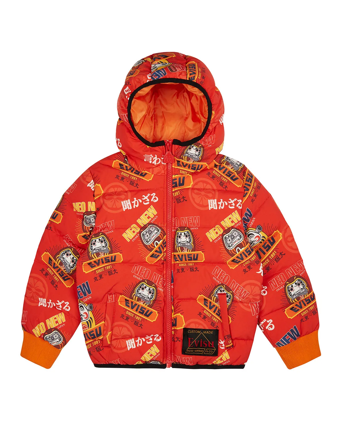 Allover Daruma Print Down Jacket