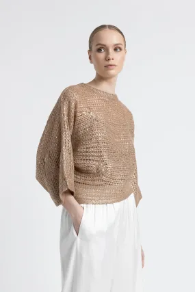 Alpaca mesh knit relaxed fit sweater