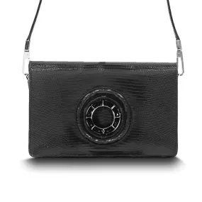 Anna Convertible Crossbody, Black Lizard, Onyx