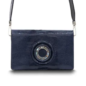 Anna Convertible Crossbody, Royal Blue Lizard, Labradorite