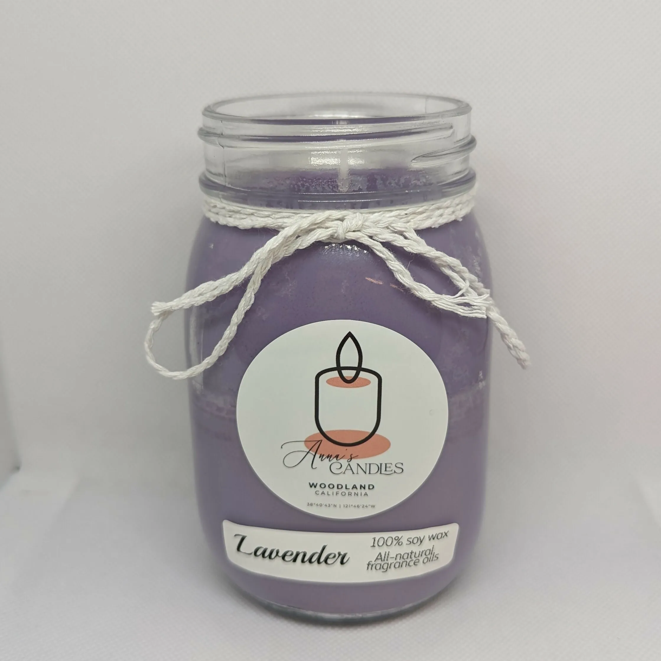 Anna's Candles - Lavender Colored Wax Candle