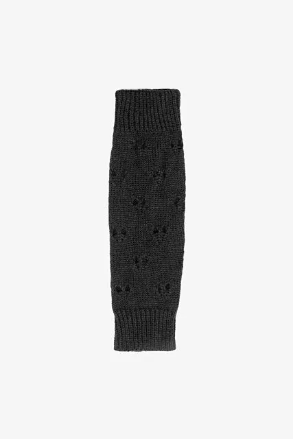 Antler Eyelet Fingerless Gloves - Black