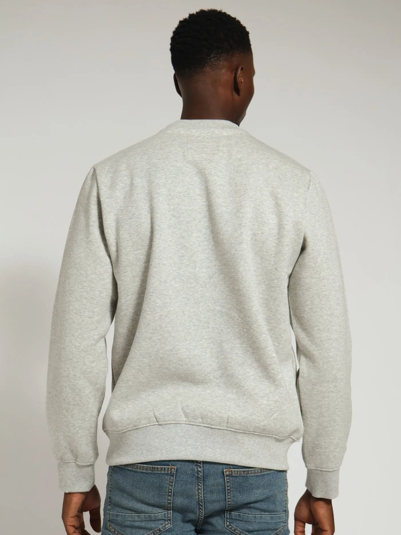 Applique Crew Sweater - Grey Melange