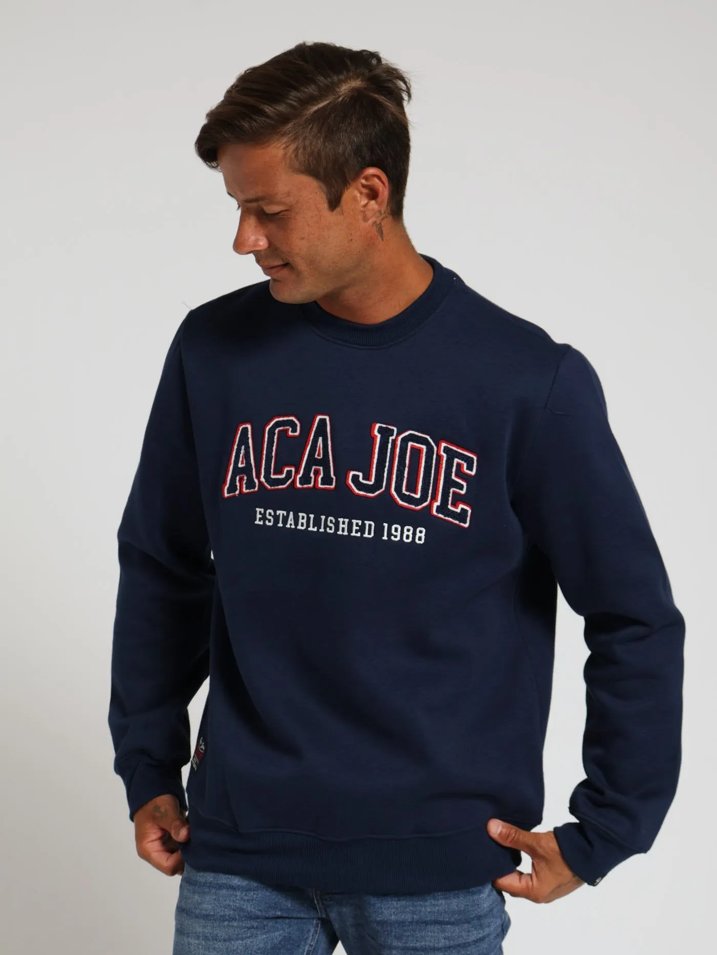 Applique Crew Sweater - Navy