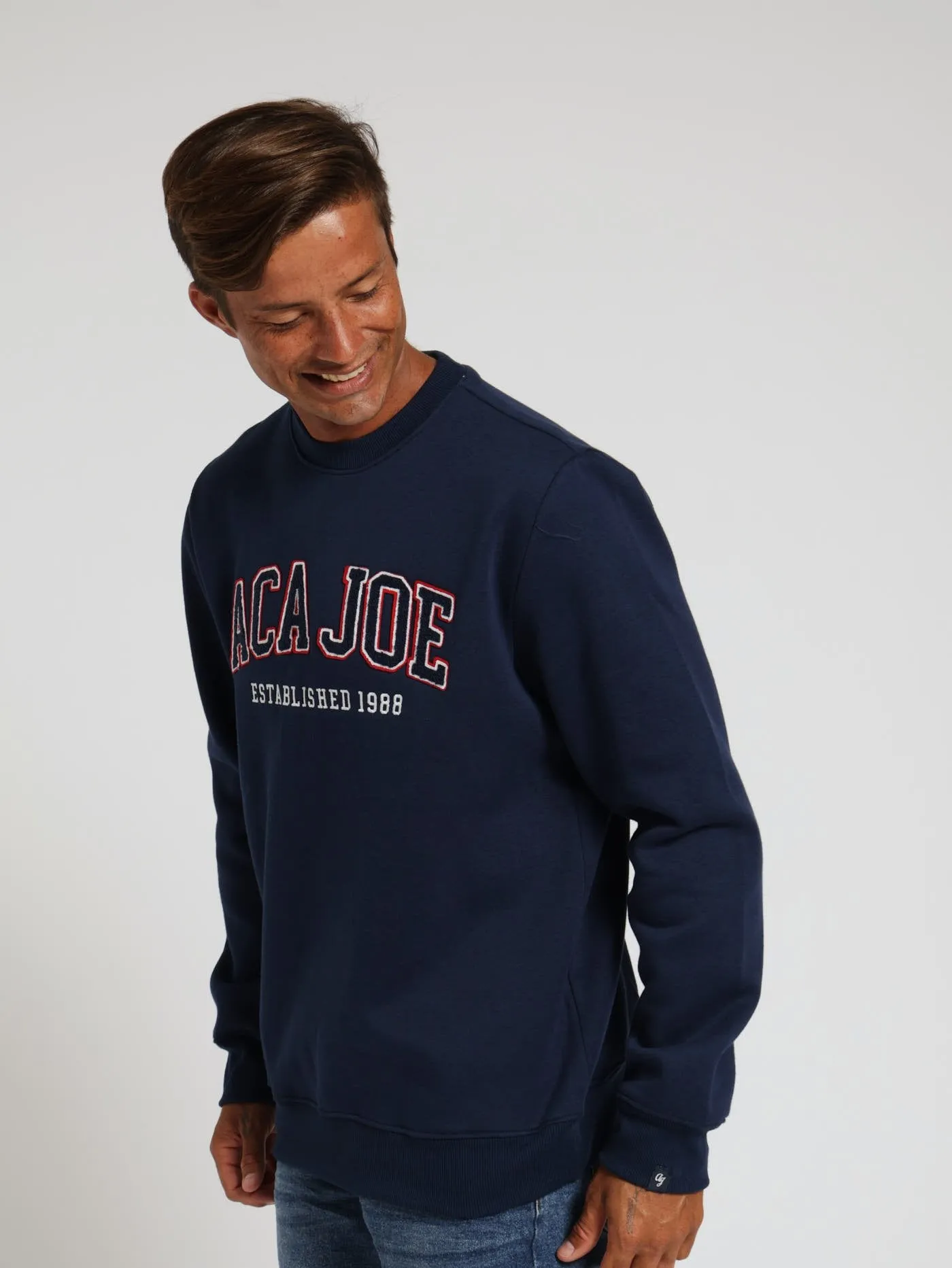 Applique Crew Sweater - Navy