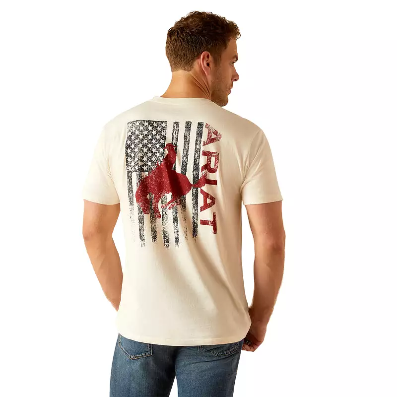 'Ariat' Men's Bronco Flag T-Shirt - Off White