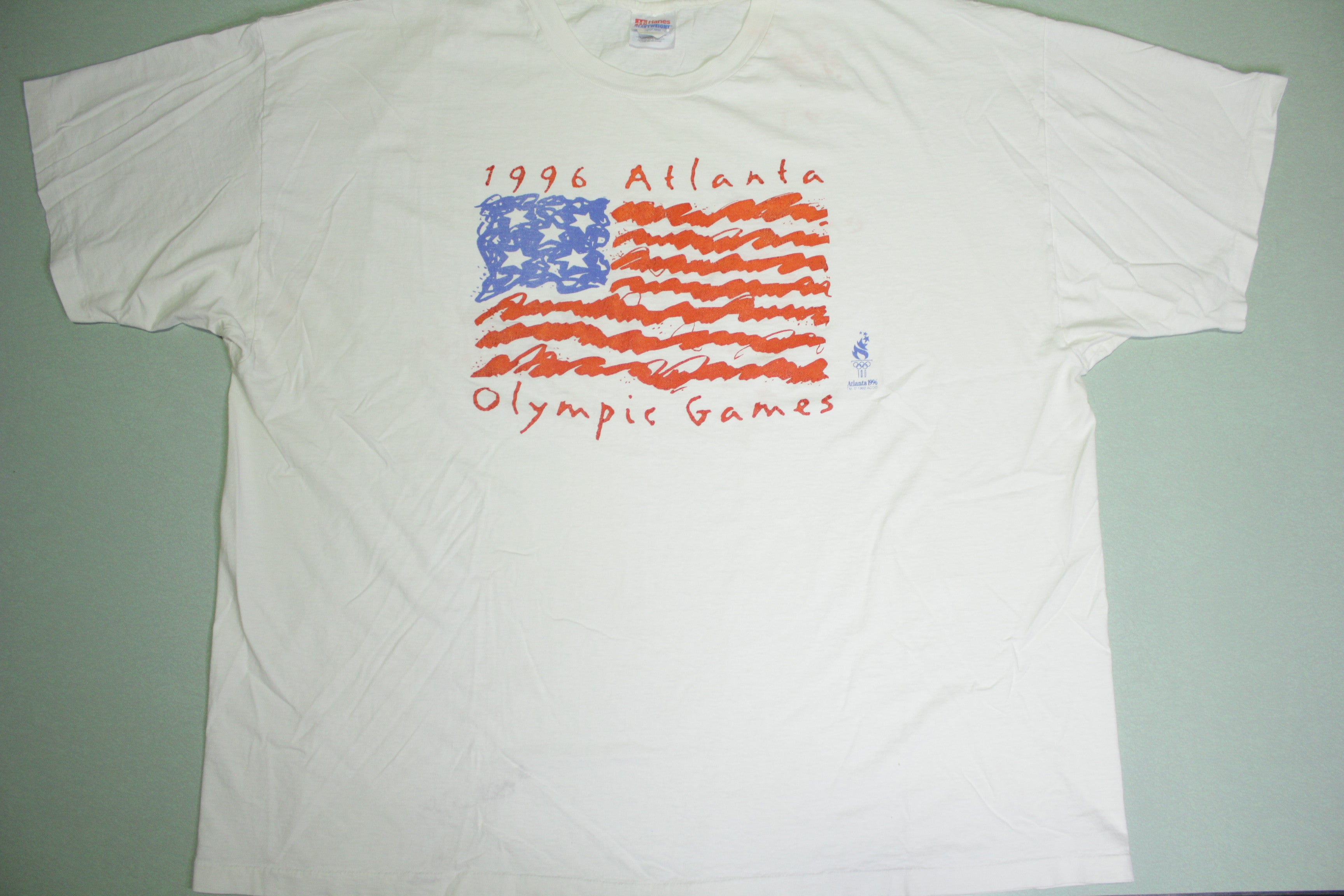 Atlanta 1996 Olympic Games Vintage 90's American Flag T-Shirt