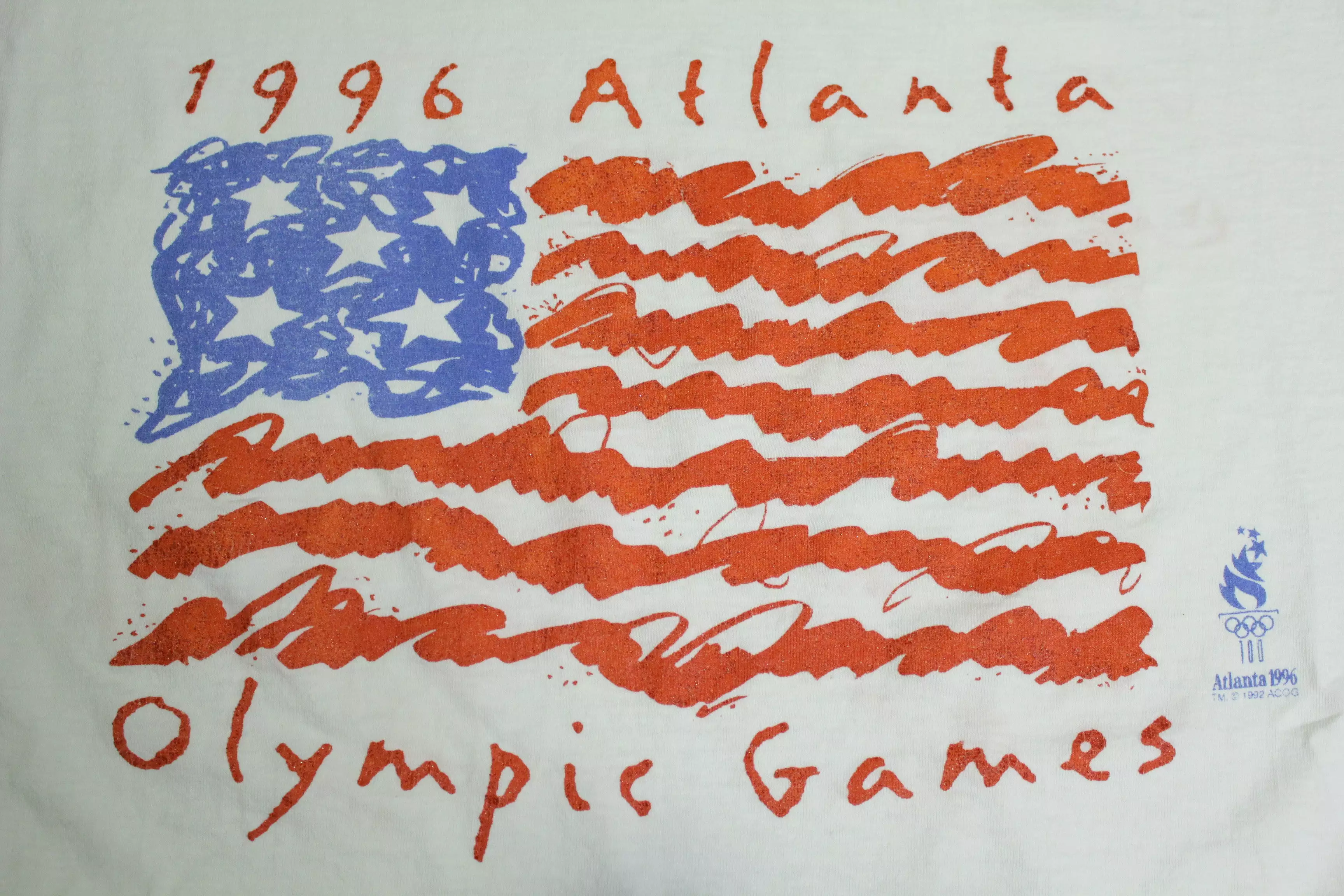 Atlanta 1996 Olympic Games Vintage 90's American Flag T-Shirt