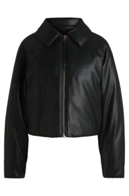 Balloon-shape jacket in padded faux leather