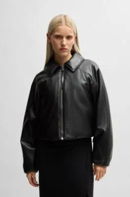 Balloon-shape jacket in padded faux leather