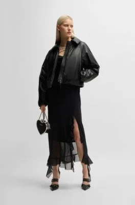 Balloon-shape jacket in padded faux leather