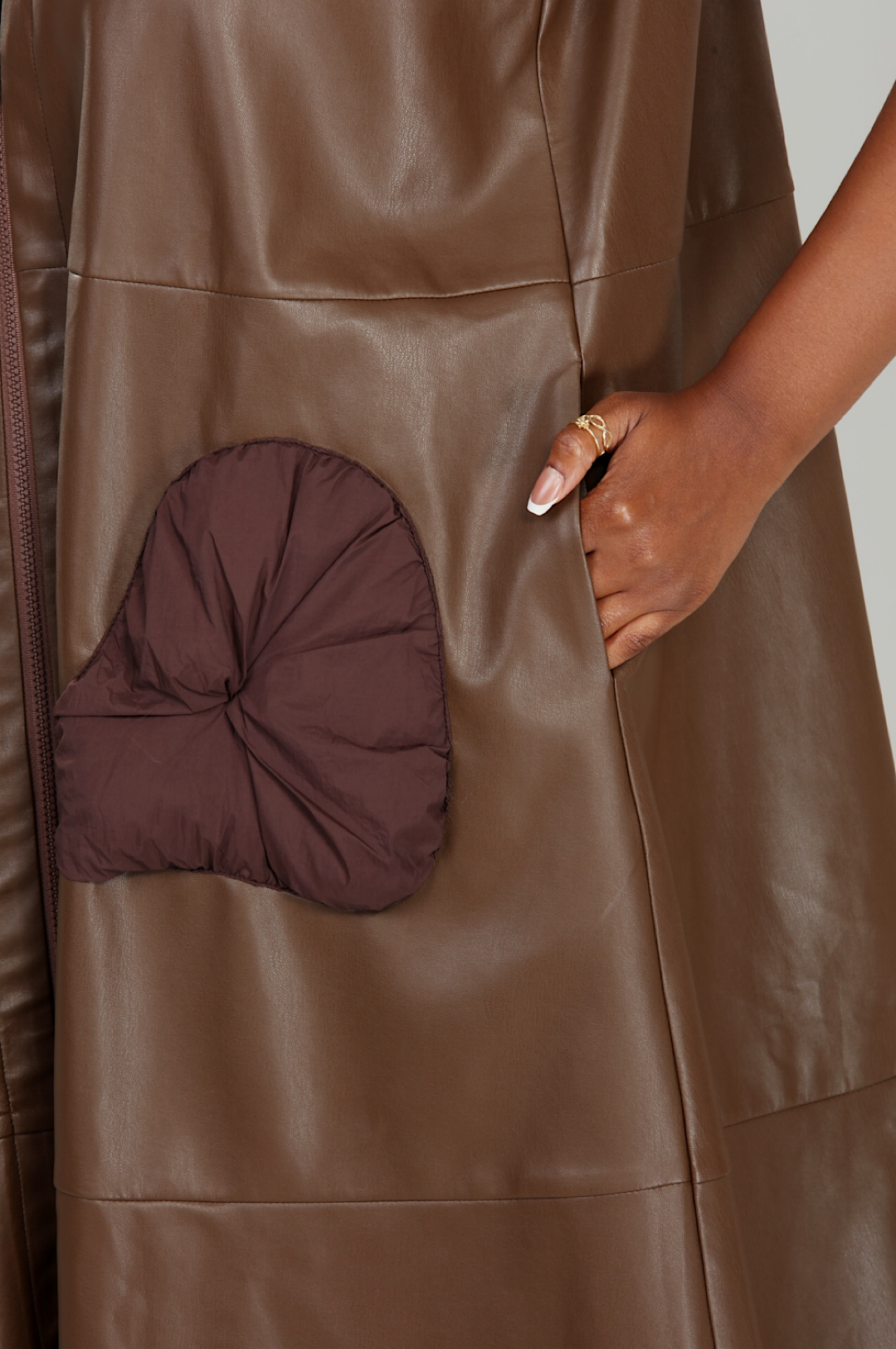 Beautiful Brown Faux Leather Long Vest