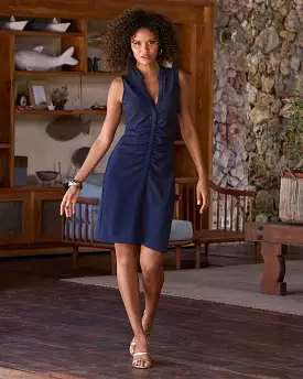 Beyond Travel Sleeveless Ruched Short Dress Maritime Navy