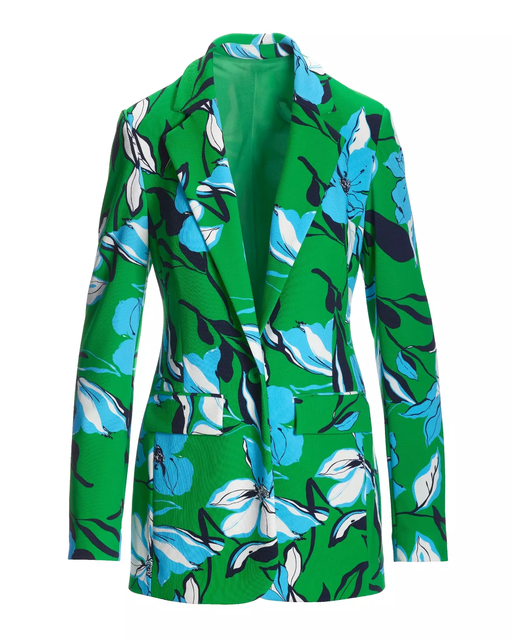 Beyond Travel Summer Lilies Green Print Classic Boyfriend Blazer Fern Green/Maritime Navy