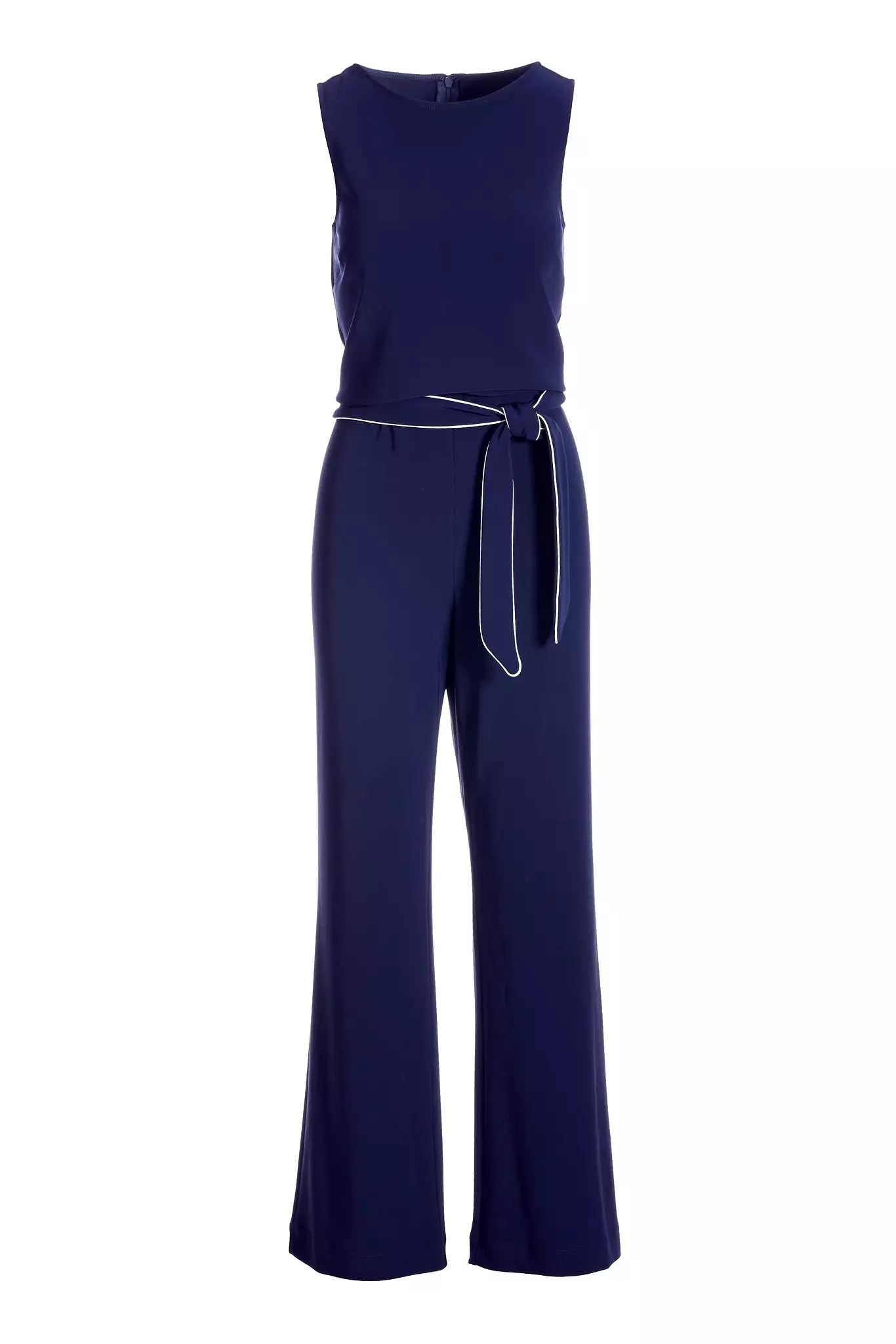 Beyond Travel Tie Front Jumpsuit Maritime Navy