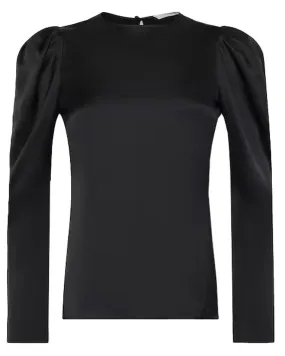 Black Long Sleeve Draped Femme Blouse