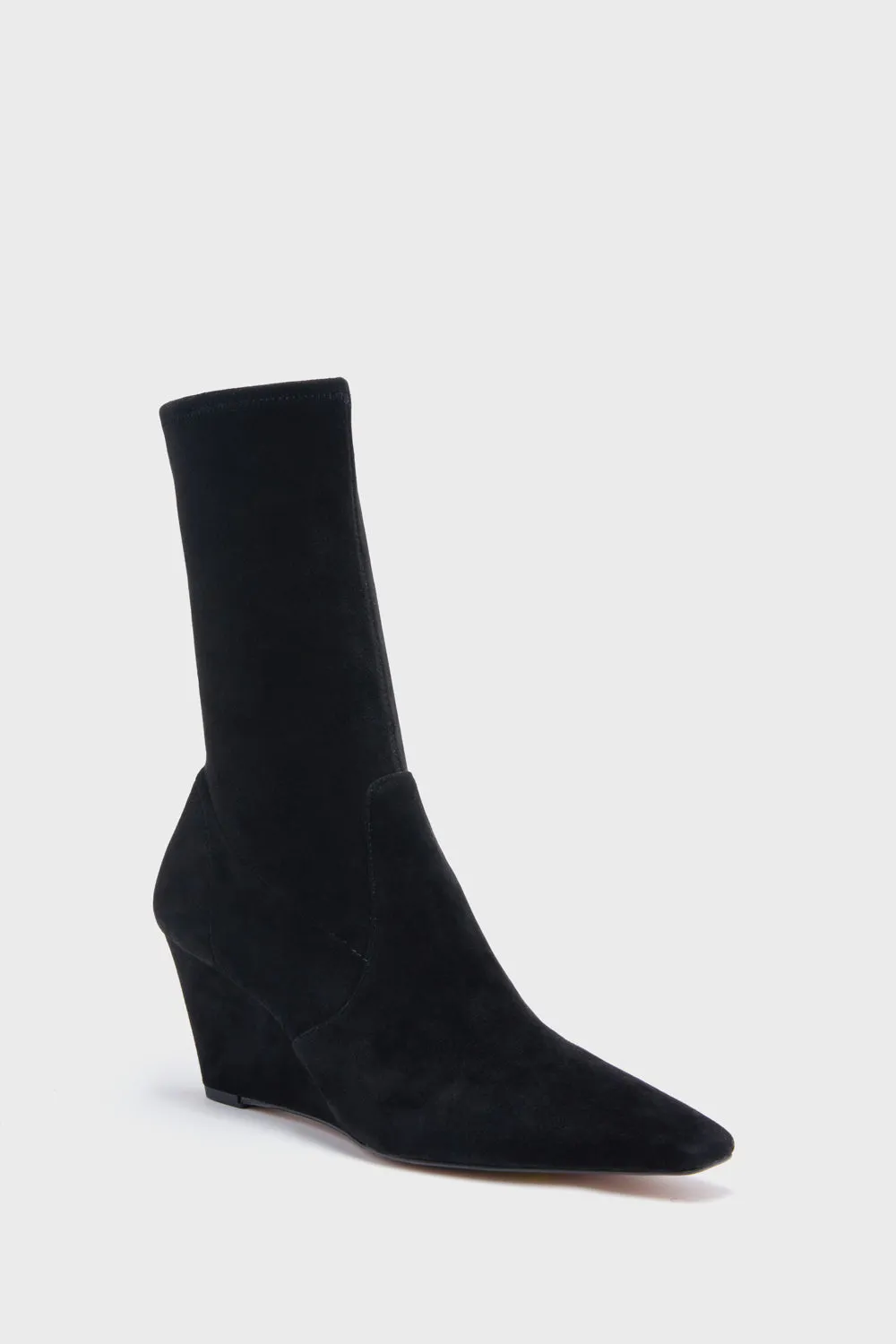 Black Suede Delta Wedge Boots