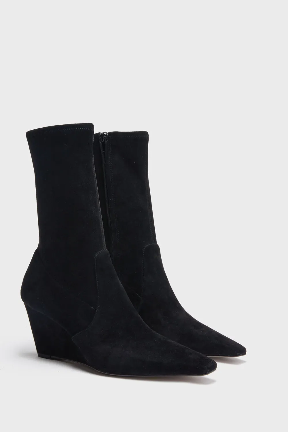 Black Suede Delta Wedge Boots