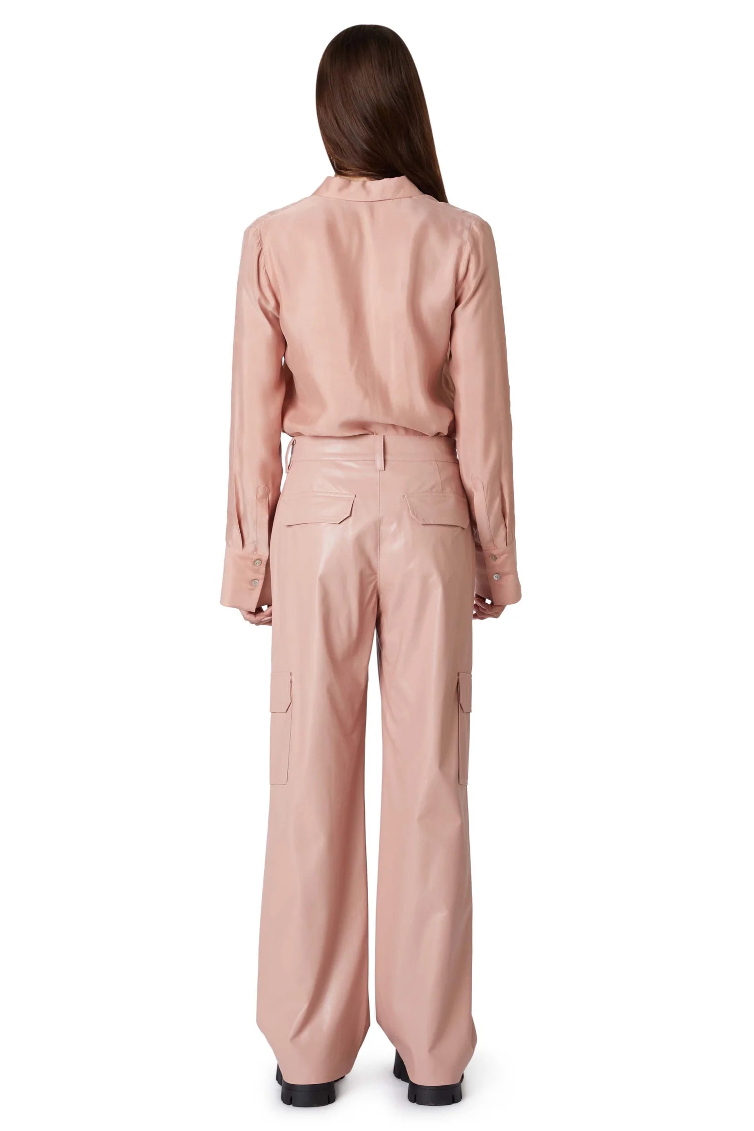 BLUSH PINK FAUX LEATHER CARGO