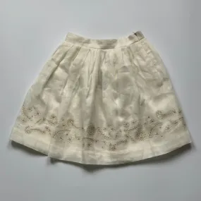 Bonpoint Cream Linen Skirt With Gold Embroidery: 4 Years (Brand New)