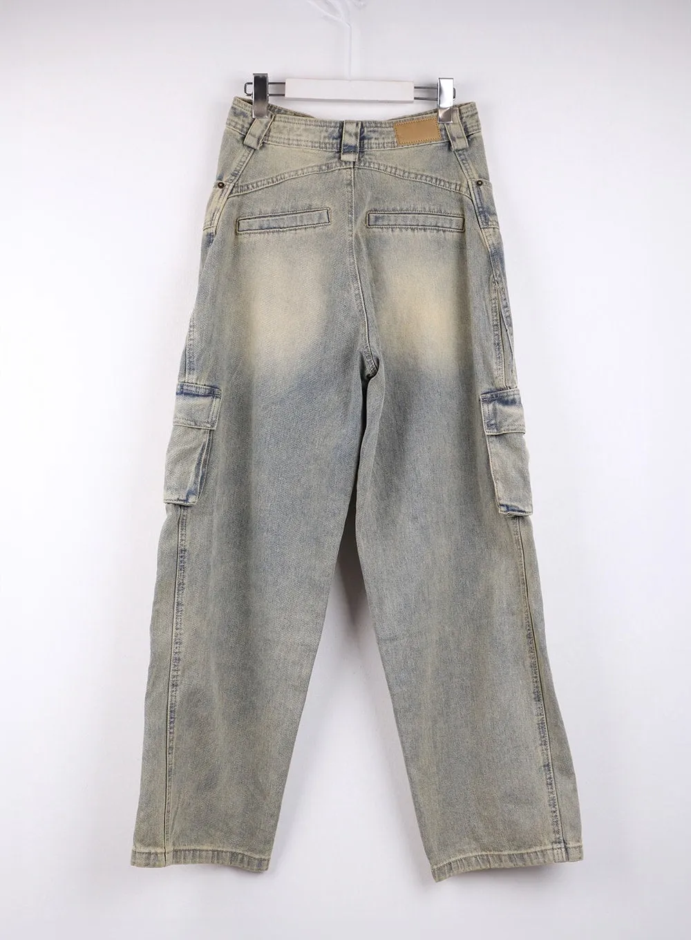 Cargo Denim Straight Leg Jeans CJ422