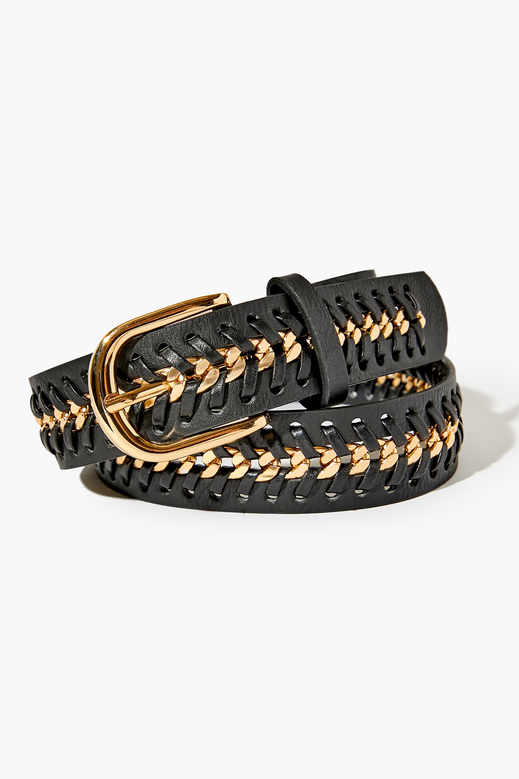 Chain-Link Faux Leather Belt