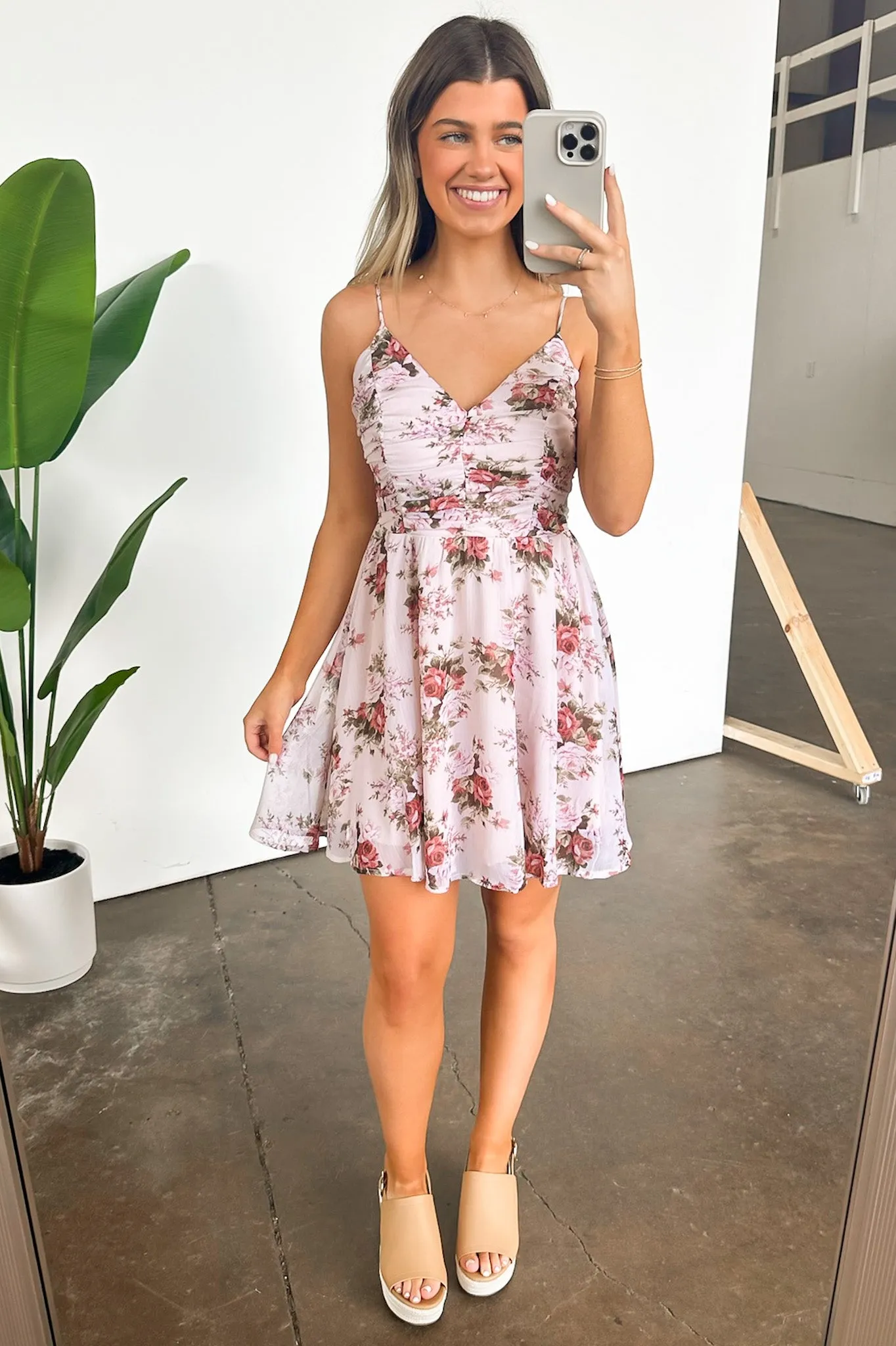 Charming Ideal Floral Ruched Dress