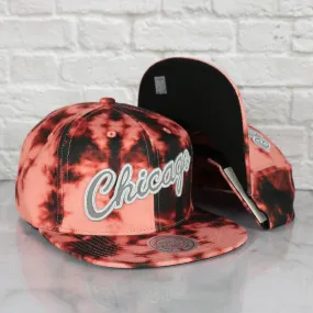 Chicago Bulls Galaxy Red Reflective Script Mitchell and Ness Snapback Hat