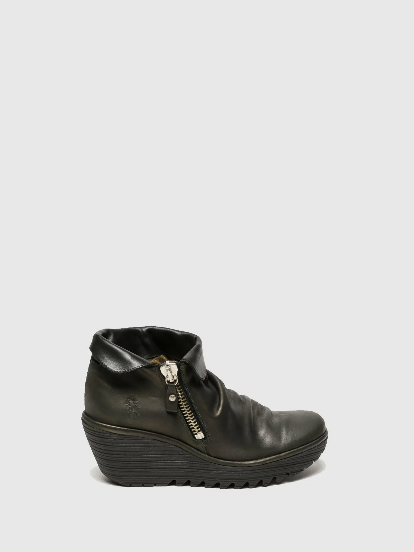 Coal Black Zip Up Ankle Boots