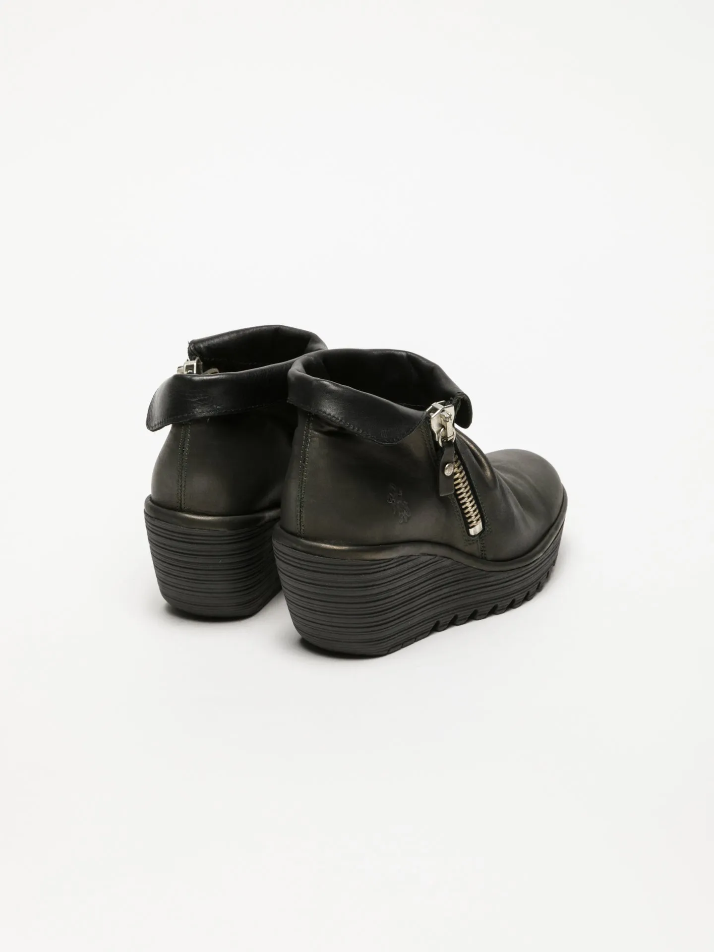 Coal Black Zip Up Ankle Boots