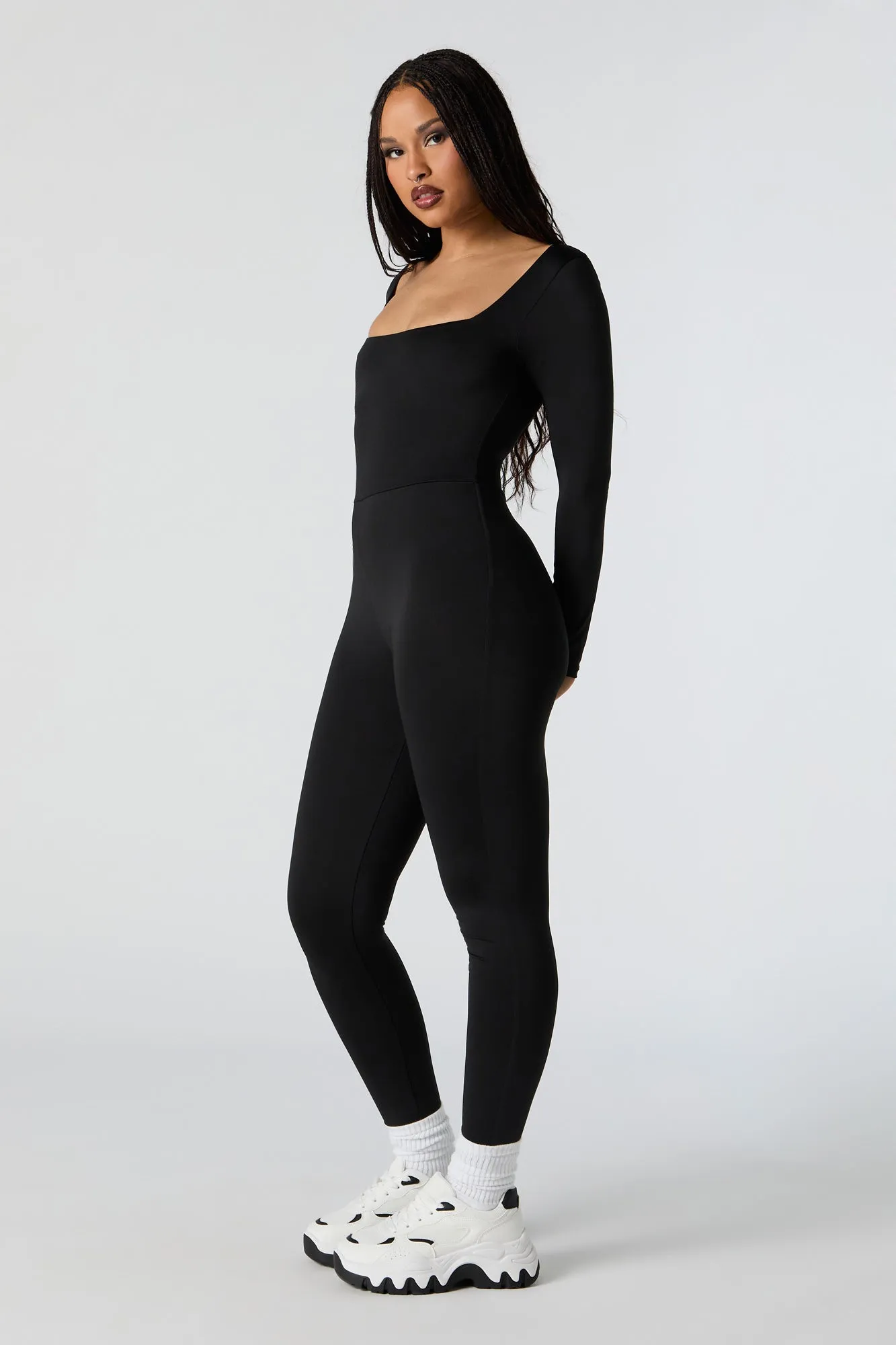 Contour Square Neck Long Sleeve Jumpsuit