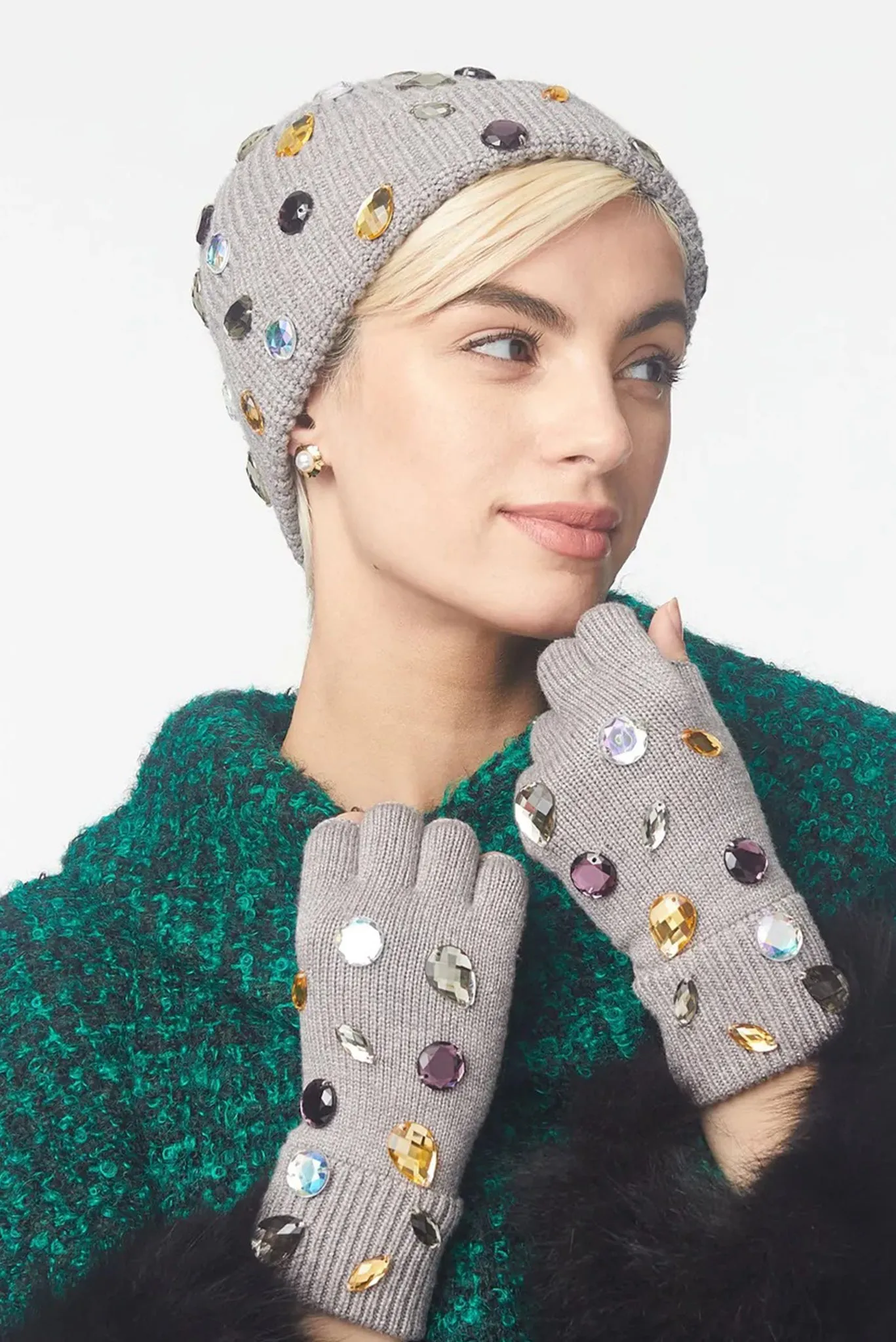 Dove Grey Candy Crystal Beanie