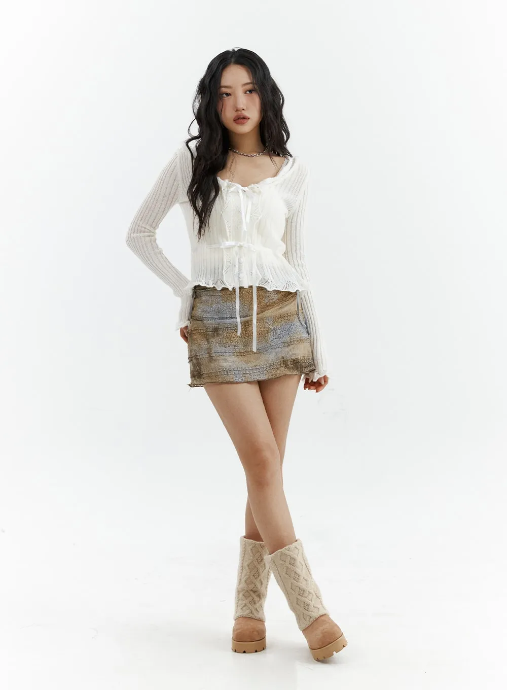 Dyed Ribbon Tie Mini Skirt CJ424