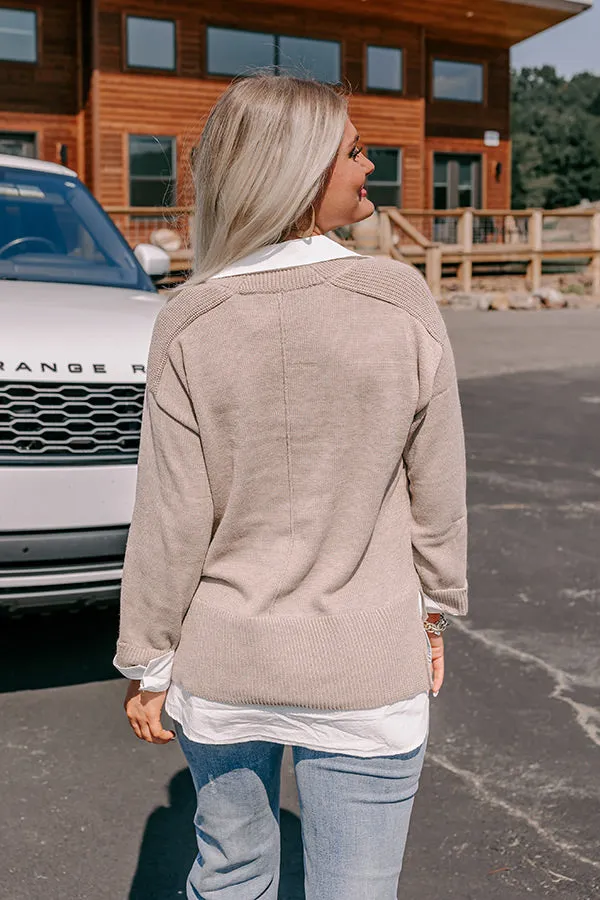 Early Start Sweater Top In Taupe