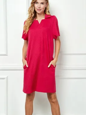 Easy Textured Dress - Barbie Pink