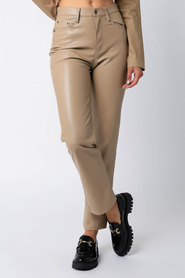 EDEN FAUX LEATHER PANT TAUPE