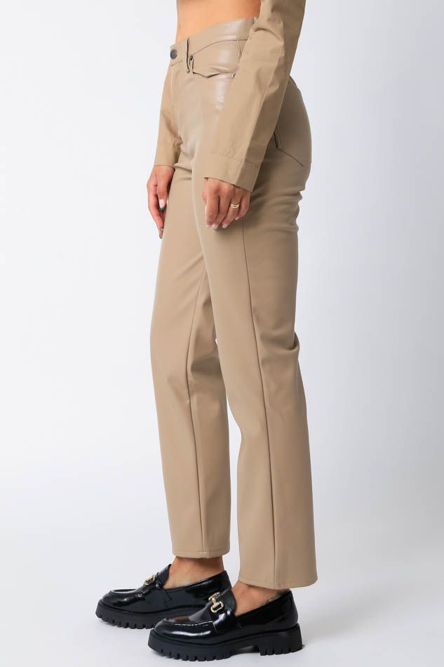 EDEN FAUX LEATHER PANT TAUPE