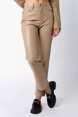 EDEN FAUX LEATHER PANT TAUPE