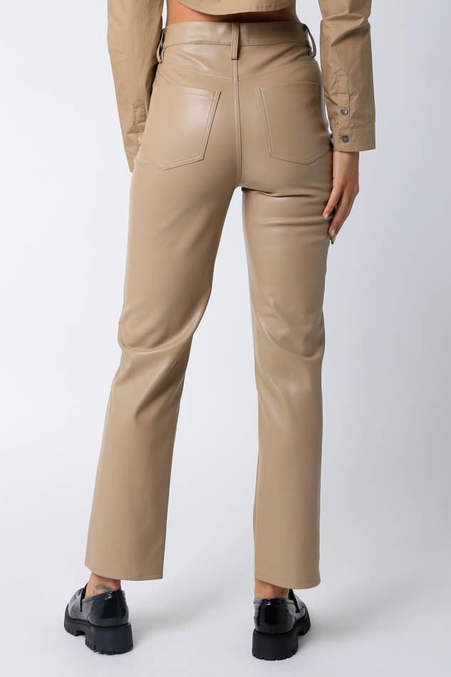 EDEN FAUX LEATHER PANT TAUPE