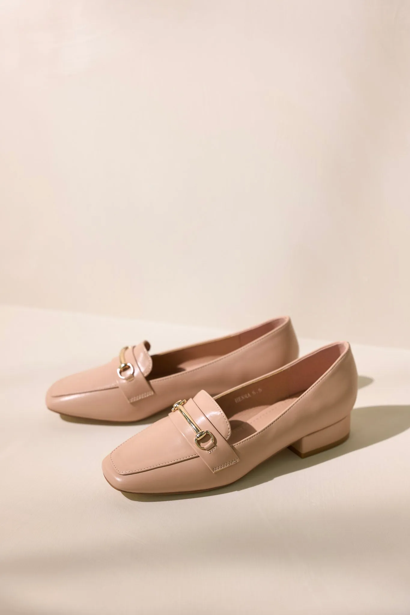 Elegant Stroll Beige Vegan Leather Loafers