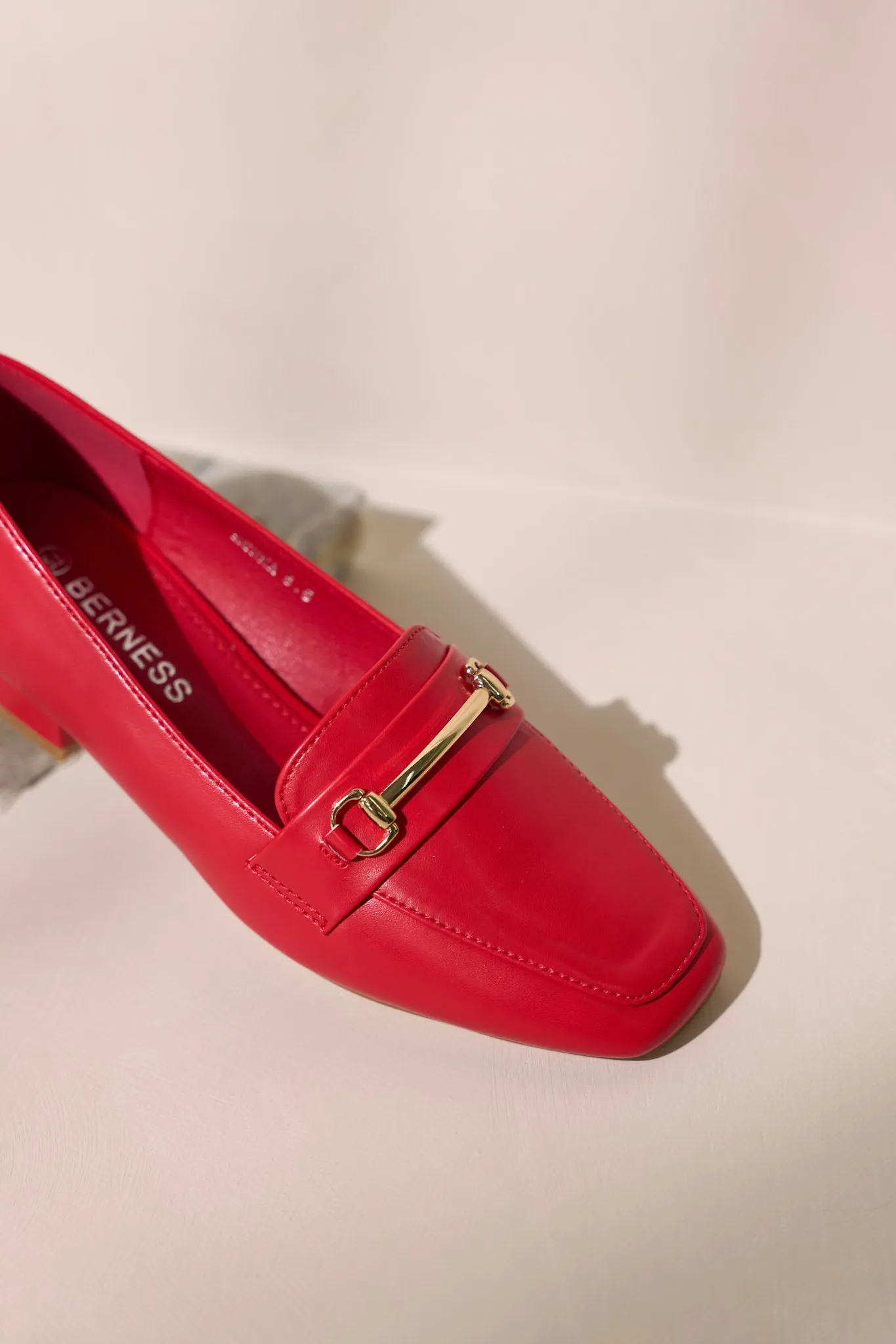 Elegant Stroll Red Vegan Leather Loafers