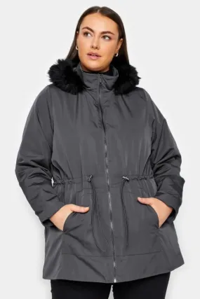 Evans Grey Faux Fur Hood Coat